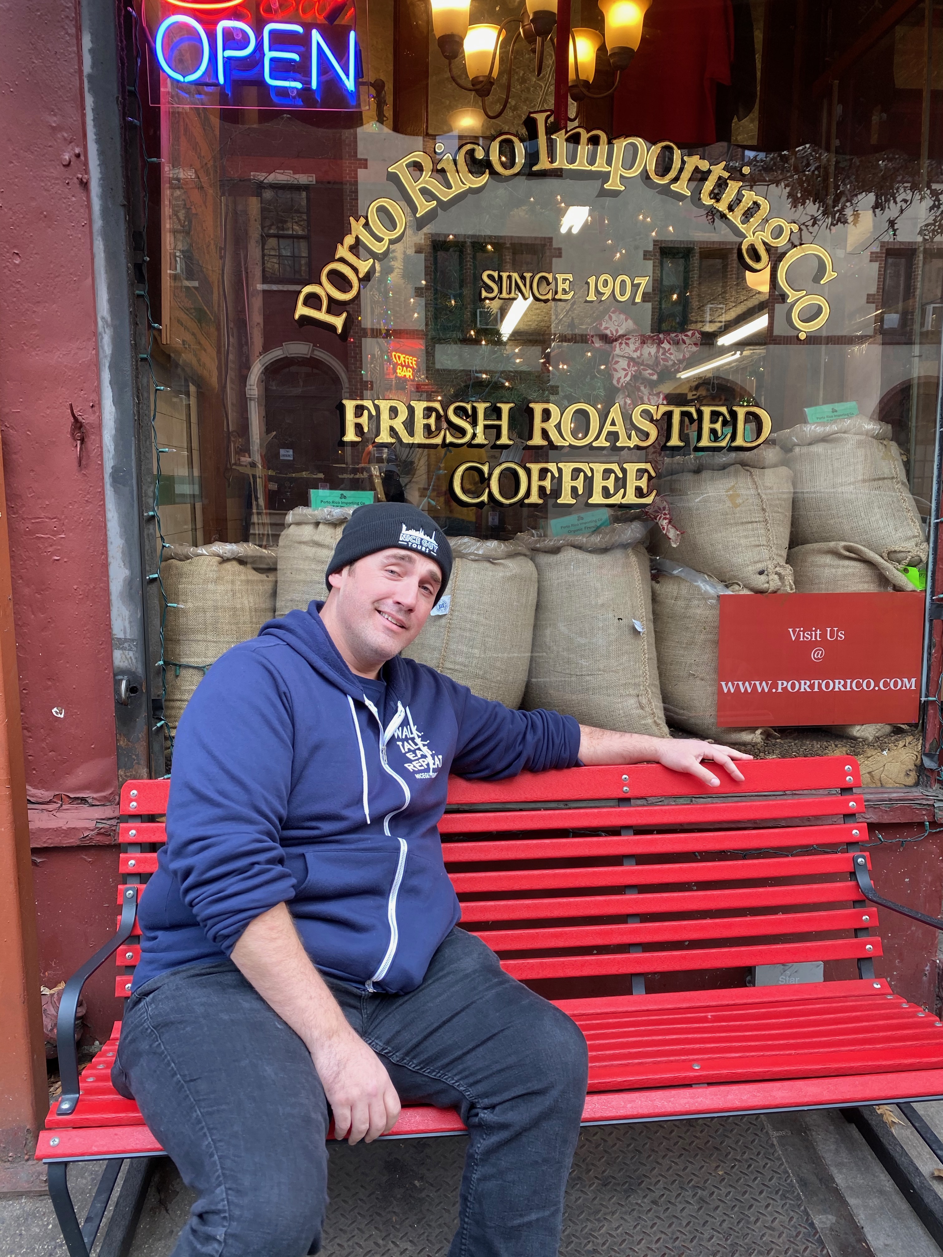 A man, a bench and the best coffee